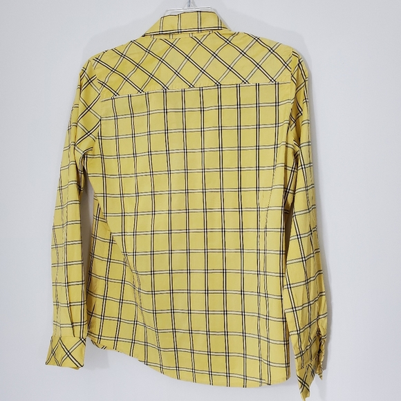 Windridge  Cheryl Nash 100% Silk Yellow Plaid Shirt - Picture 2 of 7